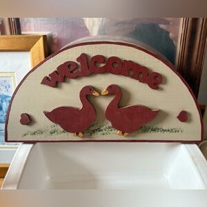 Wooden Welcome Sign with Geese